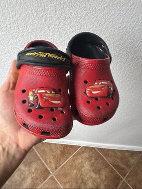 CROCS Kids Red and Black Lightning McQueen Clog Slippers